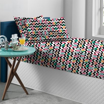 Jg de Cama 2 Pçs Solteiro Infantil Portallar Kids Play Malha Love Flamingo