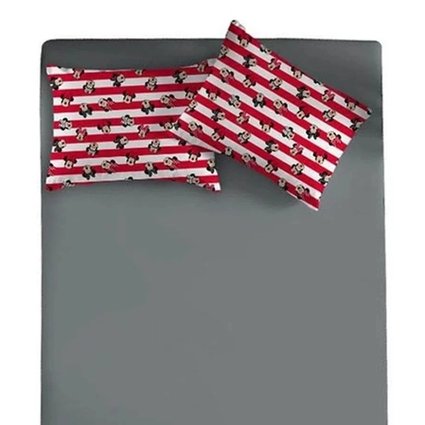 Jg de Cama 3 Pçs Casal Portallar Minnie Poa Malha - Vermelho