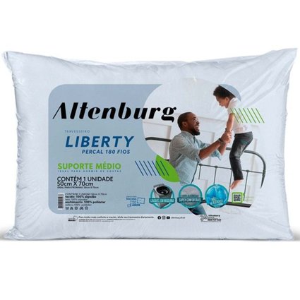 Travesseiro Altenburg Liberty Suporte Médio Percal 180 Fios 50x70 - Branco