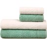 Kit 4 Toalha Banho e Rosto Atlântica Dual 100% Algodão - Branco/Verde agua