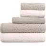 Kit 5 Toalhas de Banho Rosto e Piso Atlântica Nice - Branco/Pedra