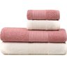 Kit 4 Toalhas de Banho e Rosto Atlântica Ondas - Branco/Rosa po