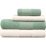 Kit 4 Toalhas de Banho Rosto e Piso Atlântica Ondas - Branco/Verde agua