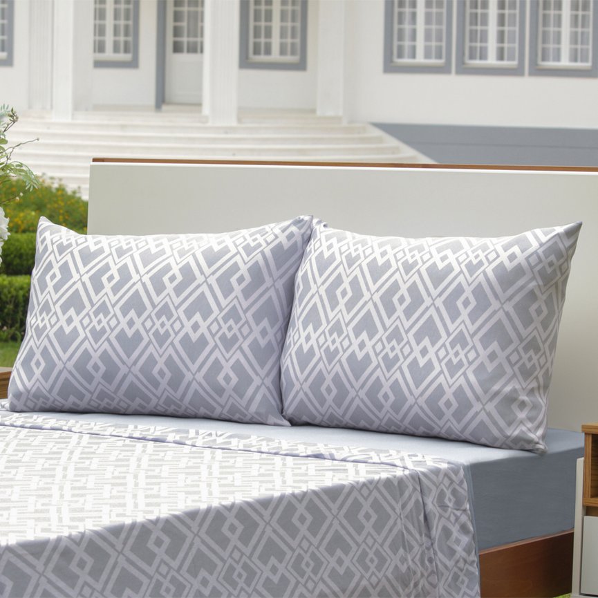jogo de cama cotton match portallar listelo azul